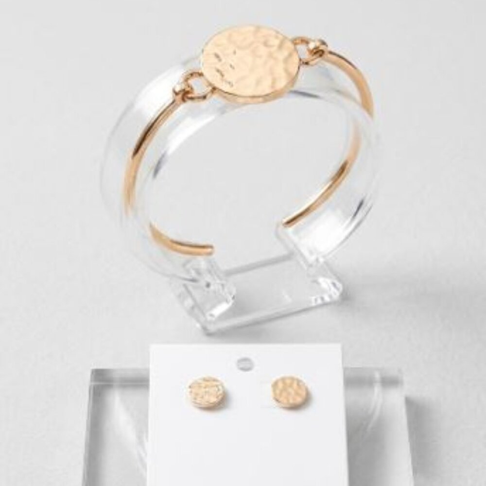 Banana Republic Women's Hammered Circle Earrings Bracelet Set of 2 NWT 85